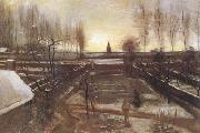 Vincent Van Gogh The Parsonage Garden at Nuenen in the Snow (nn04) china oil painting reproduction